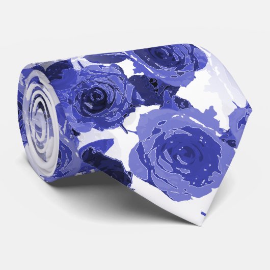 紫と青のバラ ネクタイ (ロール)