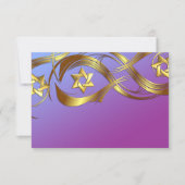 紫と青のバルミツワー金ゴールド星が花開く 出欠カード (正面)