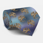 紫と青のパターグラデーションン(金ゴールドドラゴン付き) ネクタイ (ロール)