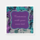 紫と青のフラワースマッシュカスタム文字 スタンダードカクテルナプキン (正面)