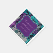 紫と青のフラワースマッシュカスタム文字 スタンダードカクテルナプキン (角)