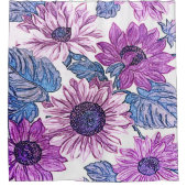 紫と青のフローラデライトバスシャワーカーテン シャワーカーテン (正面)