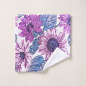 紫と青のフローラデライトバスタオルセット バスタオルセット (ウォッシュタオル)