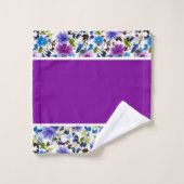 紫と青のフローラバスタオルセット バスタオルセット (ウォッシュタオル)