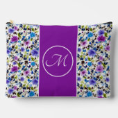 紫と青のフローラモノグラム アクセサリーポーチ (正面)