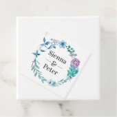 紫と青のフローラリース結婚式の引き出物ラベル フェイバータグ (インサイチュ)