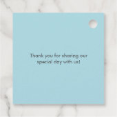 紫と青のフローラリース結婚式の引き出物ラベル フェイバータグ (裏面)