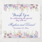 紫と青のフローラ水色 スパークリングワインラベル (シングルラベル)