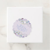 紫と青のフローラ男の赤ちゃんシャワーメッセージカード フェイバータグ (インサイチュ)