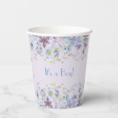 紫と青のフローラ男の赤ちゃんシャワー 紙コップ (裏面)