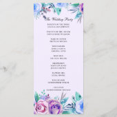 紫と青のフローラ結婚の。水彩花 プログラム (裏面)