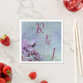 紫と青のフローラ結婚 スタンダードカクテルナプキン (インサイチュ)