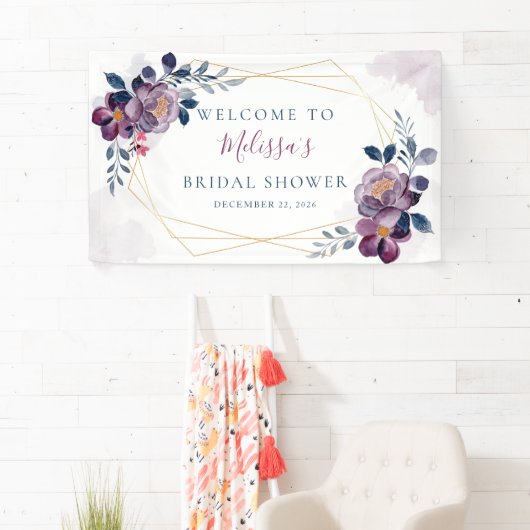 紫と青のフローラ金ゴールドフレーム 横断幕 (インサイチュ)