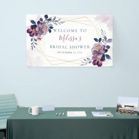 紫と青のフローラ金ゴールドフレーム 横断幕 (トレードショー)