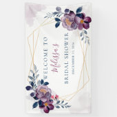 紫と青のフローラ金ゴールドフレーム 横断幕 (縦)