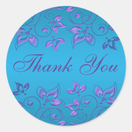 紫と青のフローラ1.5インチラウンドありがとう ラウンドシール