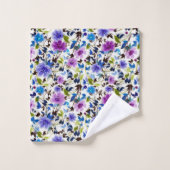 紫と青のフローラ バスタオルセット (ウォッシュタオル)