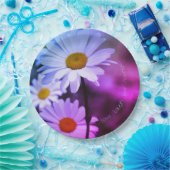 紫と青のフローラ ペーパープレート (パーティー)