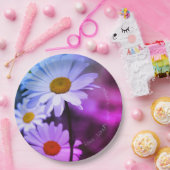 紫と青のフローラ ペーパープレート (パーティー)