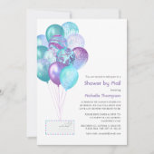 紫と青のベビーまたはブライダルシャワー(郵便) 招待状 (正面)