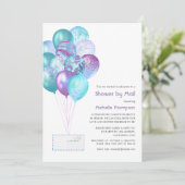 紫と青のベビーまたはブライダルシャワー(郵便) 招待状 (スタンド正面)
