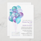 紫と青のベビーまたはブライダルシャワー(郵便) 招待状 (正面/裏面)