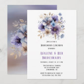 紫と青のペイントされた花のブライズメイドのランチョン 招待状 (正面/裏面)