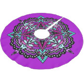 紫と青のマンダラ抽象芸術クリスマス ブラッシュドポリエステルツリースカート (アングル)