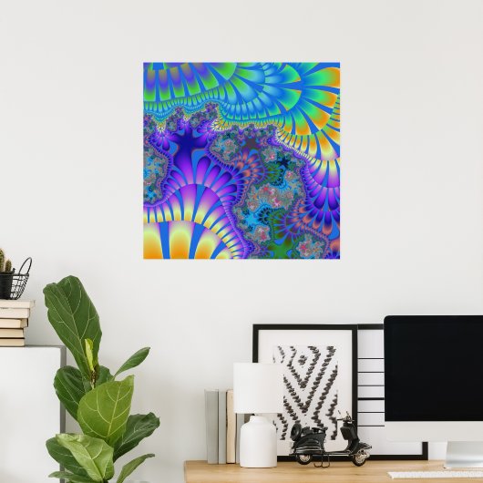 紫と青のメルト ポスター (ホームオフィス)