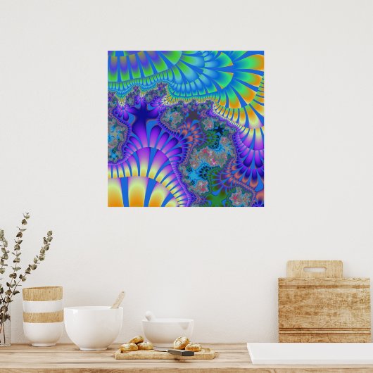 紫と青のメルト ポスター (キッチン)