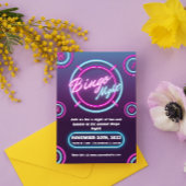 紫と青のモダンなビンゴナイトの招待状 招待状