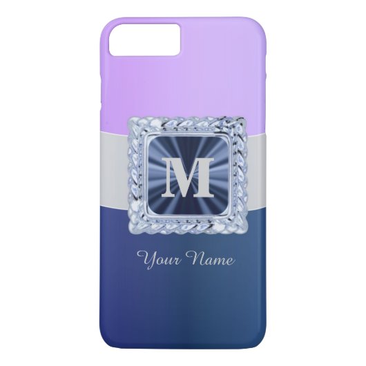 紫と青のモノグラパーソナライズされたム Case-Mate iPhoneケース (裏面)