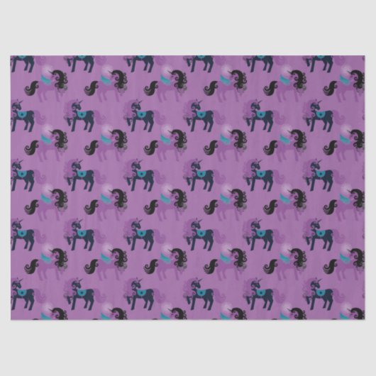 紫と青のユニコーンオンラベンダーデコパージュ 薄葉紙 (正面)