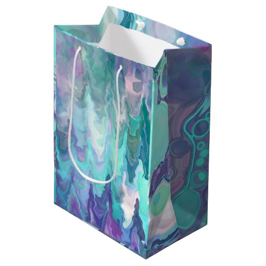 紫と青のラプソディ |抽象芸術アート ミディアムペーパーバッグ (正面アングル)