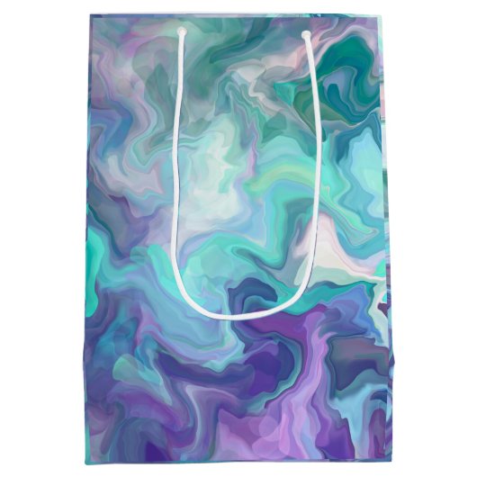 紫と青のラプソディ |抽象芸術アート ミディアムペーパーバッグ (裏面)