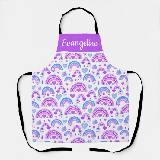 紫と青のレインボーオールオーバープリント エプロン (正面)