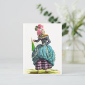 紫と青のレジエンシー フランス ファッション ドローイング ポストカード (スタンド正面)