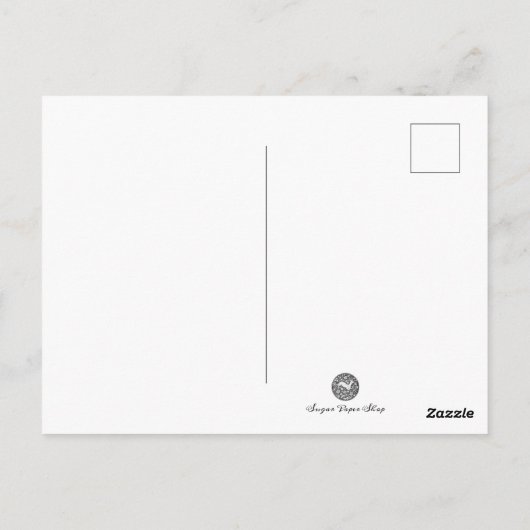 紫と青のレジシー フランス ファッション ドローイング ポストカード (裏面)