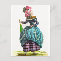 紫と青のレジシー フランス ファッション ドローイング ポストカード