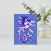紫と青のレトロピンアップ人魚 ポストカード (スタンド正面)