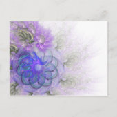 紫と青のレースのよう抽象芸術花デザイン ポストカード (正面)