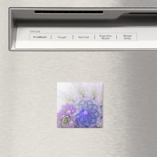 紫と青のレースのよう抽象芸術花デザイン マグネット (インサイチュ (食洗機))