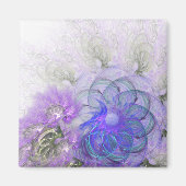 紫と青のレースのよう抽象芸術花デザイン マグネット (正面)