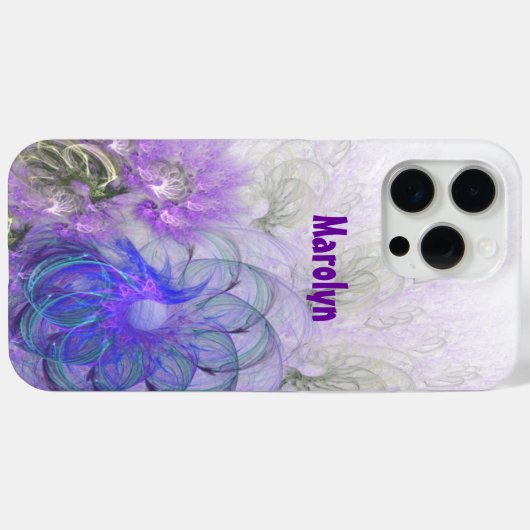 紫と青のレースのよう抽象芸術花デザイン Case-Mate iPhoneケース (裏面 (横))