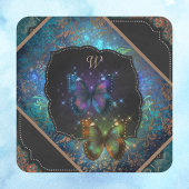 紫と青のロマンチックな蝶ファンタジア スクエアシール