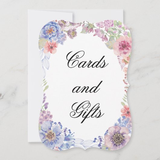 紫と青のワイルドフラワーカード&ギフトサイン (裏面)