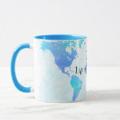 紫と青の世界地図 人生は冒険 マグカップ (左)
