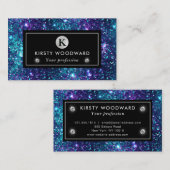 紫と青の人魚のシークインパターン 名刺 (正面/裏面)