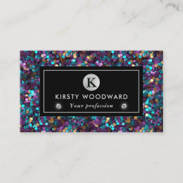 紫と青の人魚のシークインパターン 名刺