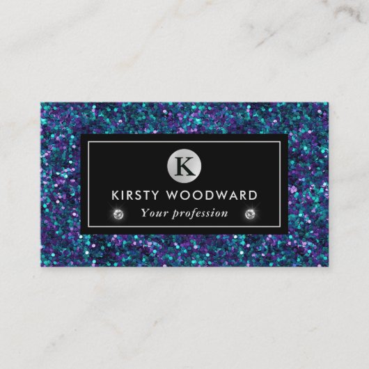 紫と青の人魚のシークインパターン 名刺 (正面)